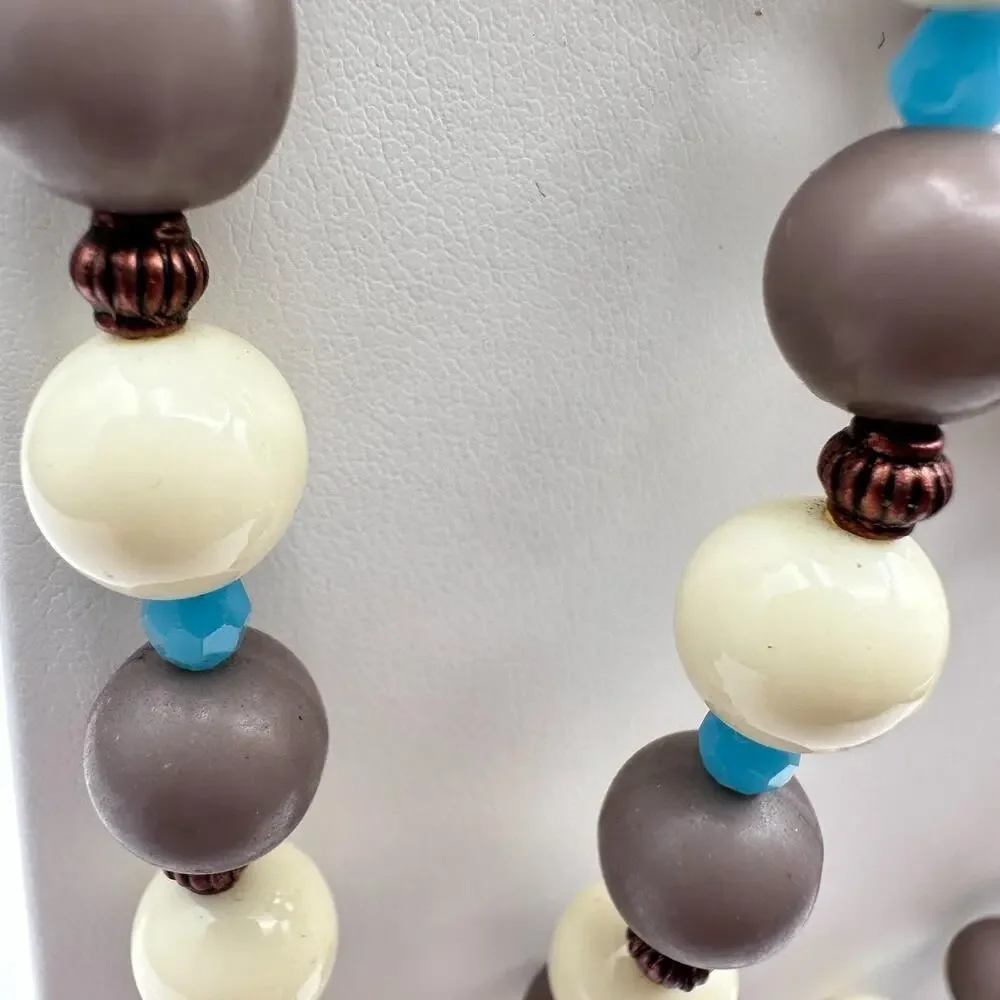 Vintage 90s RoRo Multi-Strand Beaded Necklace Earring Set Boho Fashion Jewelry